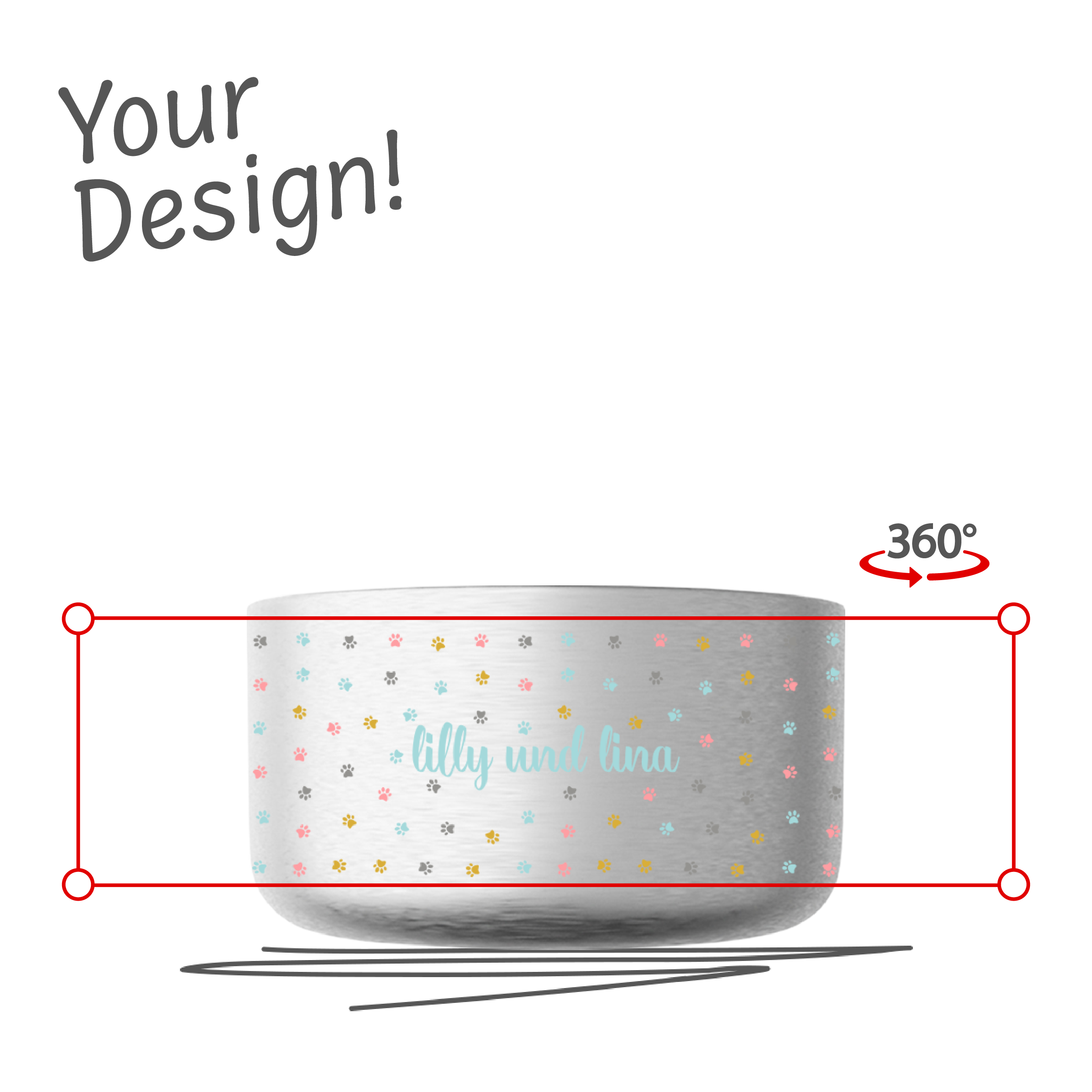 Personalize dog bowl | Freezack Matt Straight 1250 ml